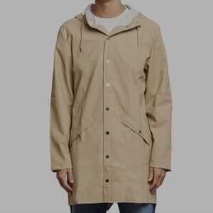 RAINS Tan Hooded Long Coat